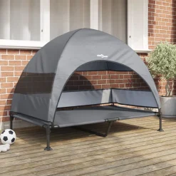 Huisdierbenodigdheden*vidaXL Verhoogd Hondenbed 127 x 81 x 108 cm Stof en Staal Lichtgrijs