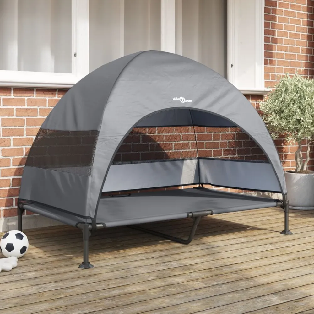 Huisdierbenodigdheden*vidaXL Verhoogd Hondenbed 127 x 81 x 108 cm Stof en Staal Lichtgrijs