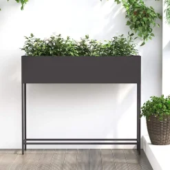 Tuin & Gazon*vidaXL Verhoogde Tuin Plantbak 100 x 26 x 82 cm Staal Zwart
