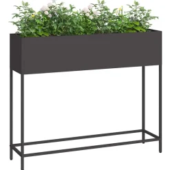 Tuin & Gazon*vidaXL Verhoogde Tuin Plantbak 100 x 26 x 82 cm Staal Zwart