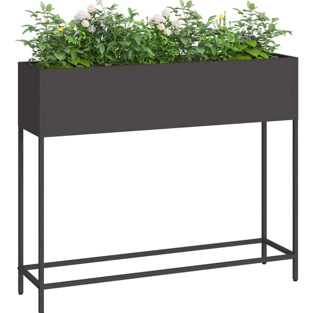 Tuin & Gazon*vidaXL Verhoogde Tuin Plantbak 100 x 26 x 82 cm Staal Zwart