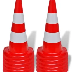 Uithangborden*vidaXL Verkeerskegel reflecterend 50 cm rood en wit 10 st