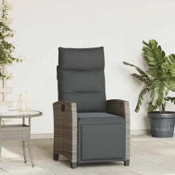 Verstelbare tuinstoel met bijzettafel poly rattan>vidaXL Discount