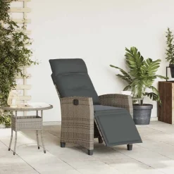 Verstelbare tuinstoel met bijzettafel poly rattan><noscript><img width=