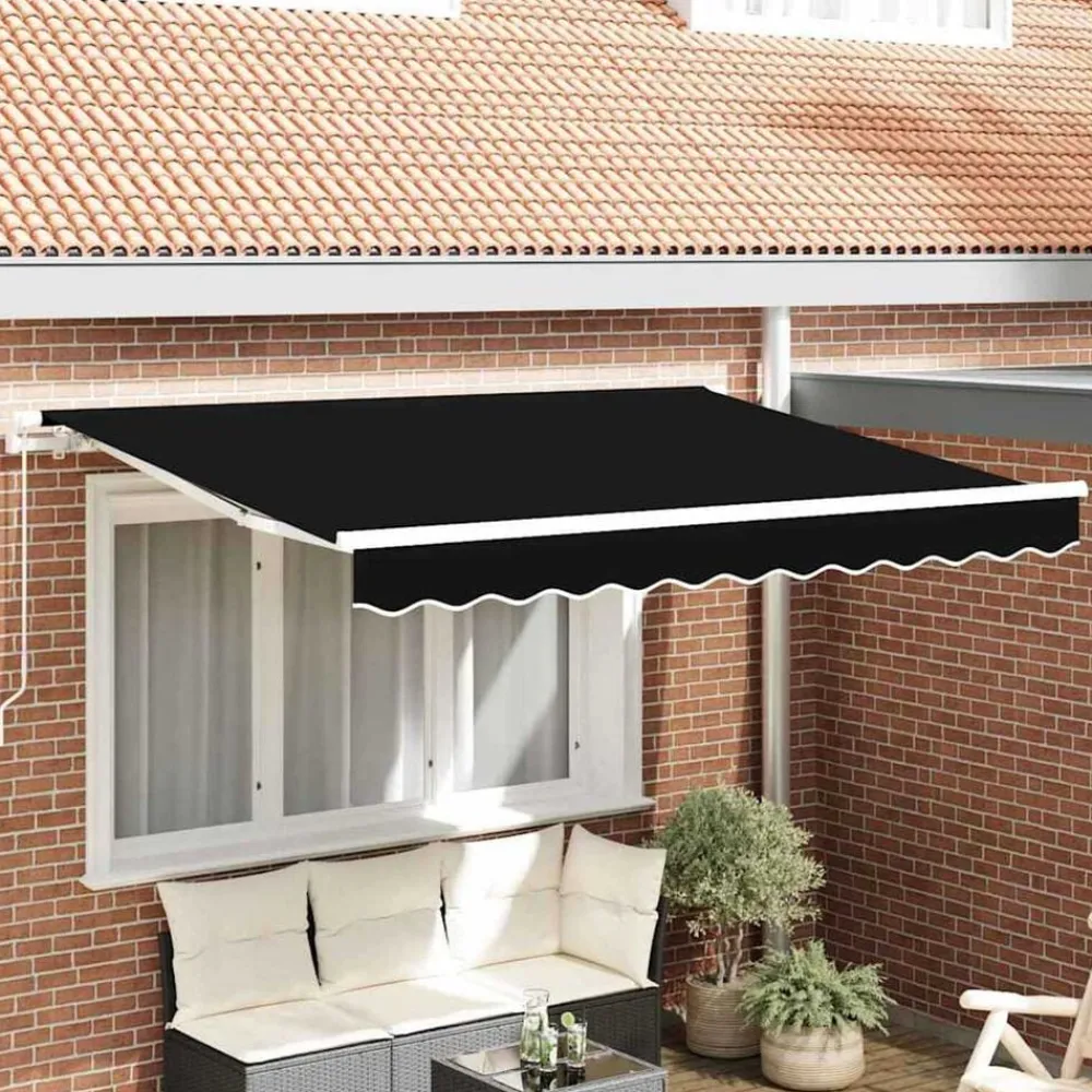 Tuin & Gazon*vidaXL Vervangingsdoek voor zonnescherm 3 x 2,5 m Polyester Zwart