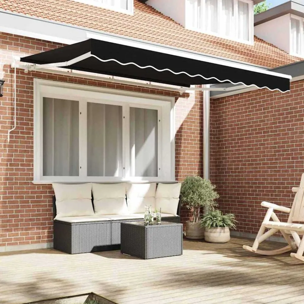 Tuin & Gazon*vidaXL Vervangingsdoek voor zonnescherm 3 x 2,5 m Polyester Zwart