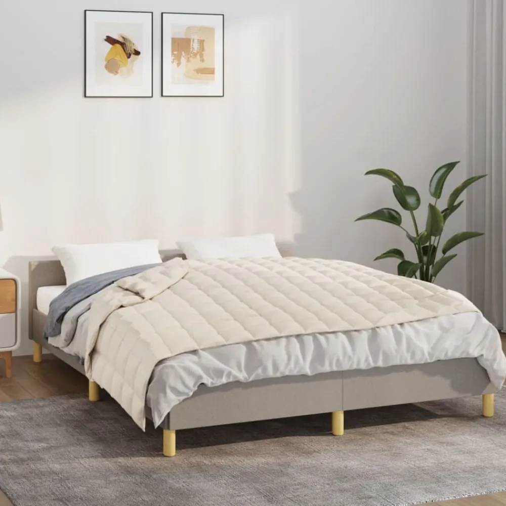Linnengoed*vidaXL Verzwaringsdeken 150x200 cm 11 kg stof lichtcrèmekleurig Crème