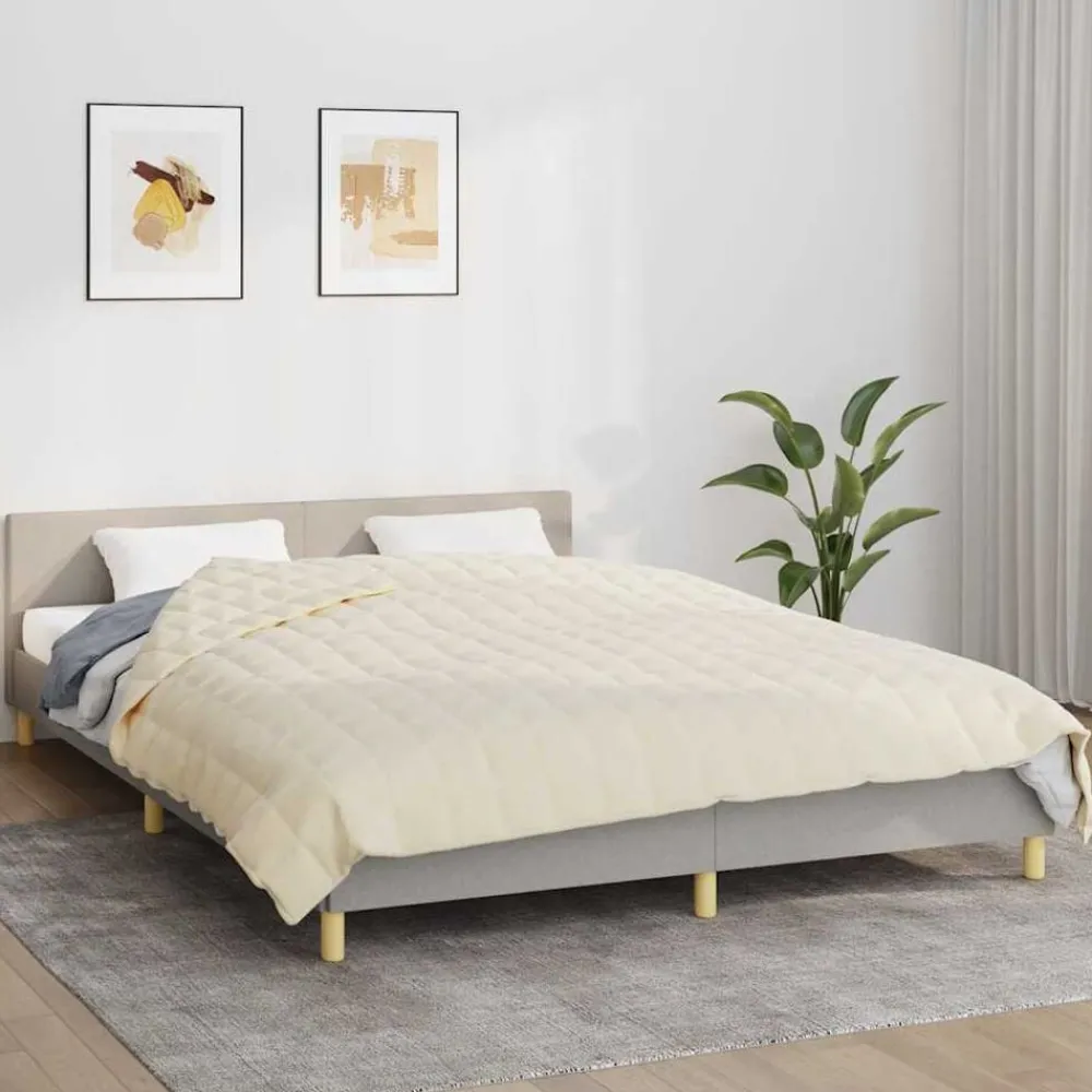 Linnengoed*vidaXL Verzwaringsdeken 220x235 cm 15 kg stof lichtcrèmekleurig Crème