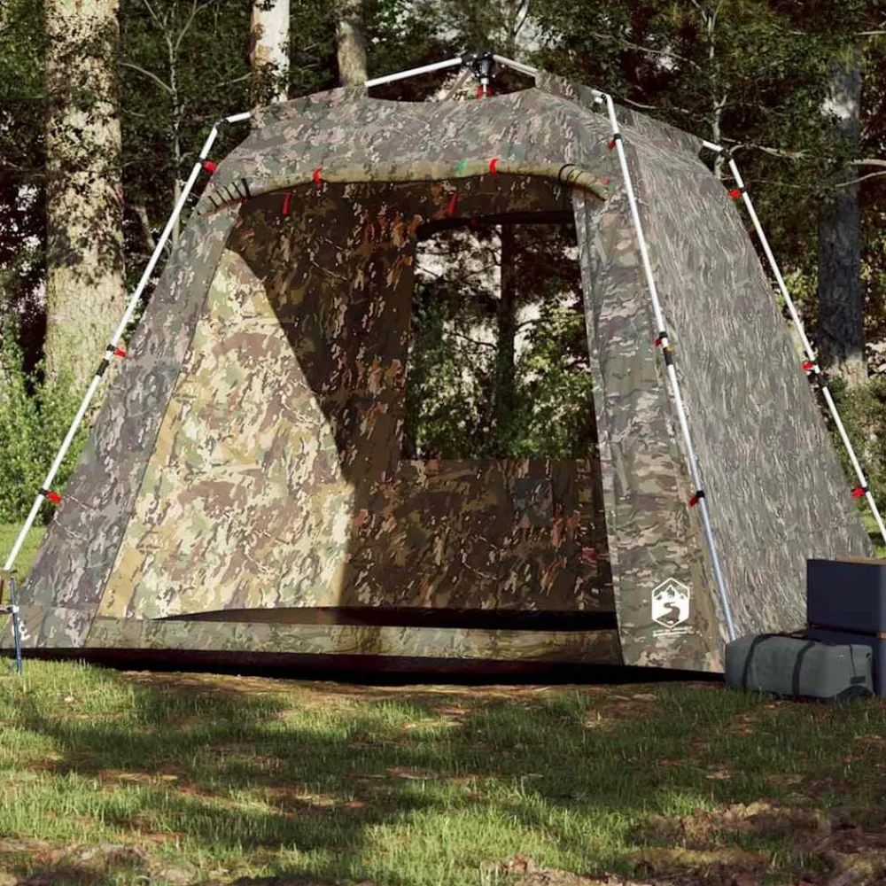 Buitensport*vidaXL Vistent 4-persoons snelontgrendeling Camouflage