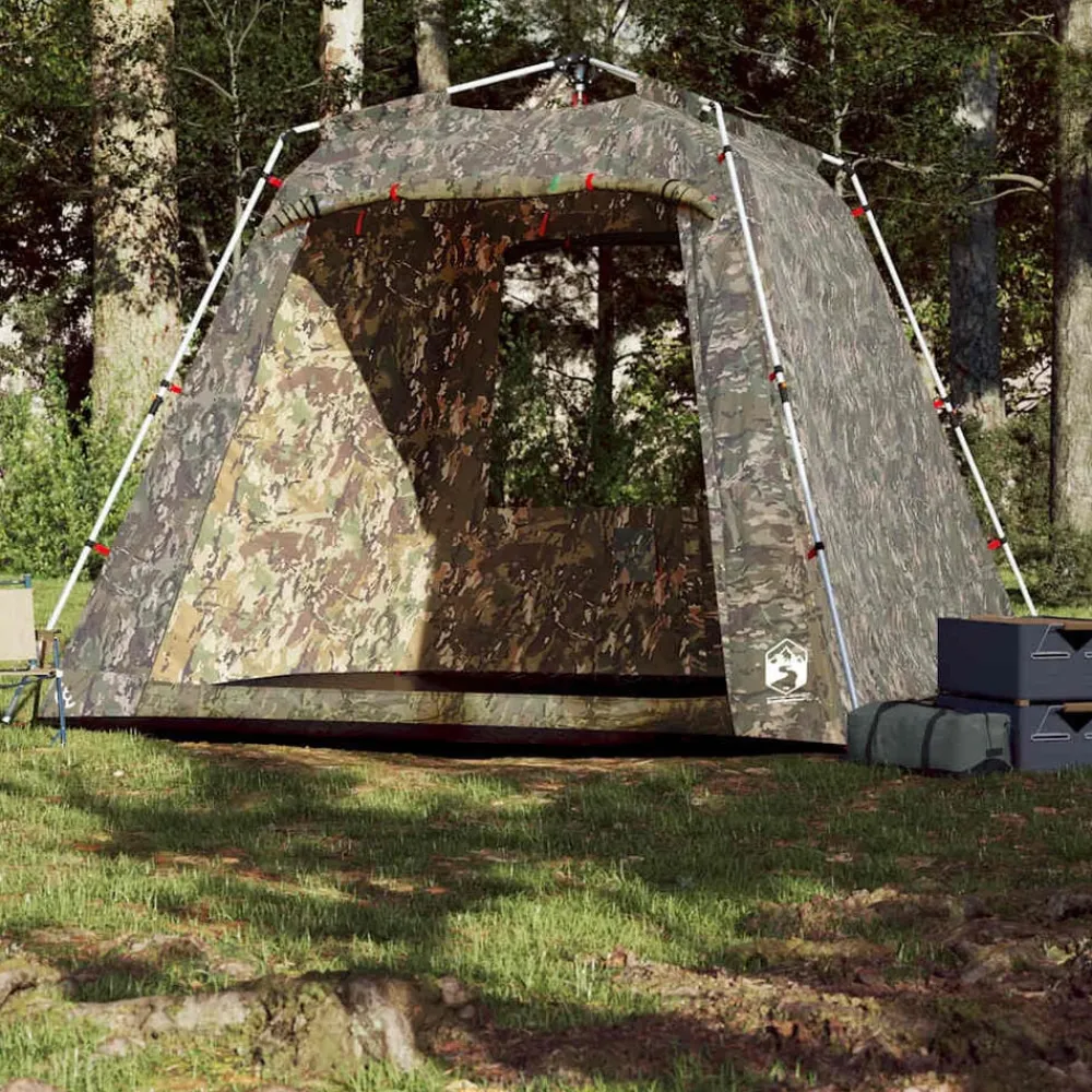 Buitensport*vidaXL Vistent 4-persoons snelontgrendeling Camouflage