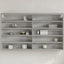 Vitrinekast 100x15x58 cm bewerkt hout eikenkleurig>vidaXL