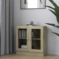 Vitrinekast 82,5x30,5x80 cm bewerkt hout kleurig>vidaXL Sale