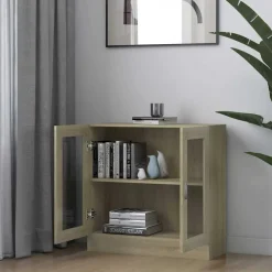 Vitrinekast 82,5x30,5x80 cm bewerkt hout kleurig><noscript><img width=
