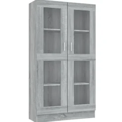 Boekenkasten & Wandplanken*vidaXL Vitrinekast 82,5x30,5x150 cm bewerkt hout eiken Grijs sonoma