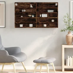Boekenkasten & Wandplanken*vidaXL Vitrinekast 100x15x58 cm bewerkt hout kleurig Gerookt eiken