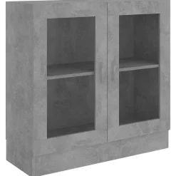 Boekenkasten & Wandplanken*vidaXL Vitrinekast 82,5x30,5x80 cm bewerkt hout Betongrijs