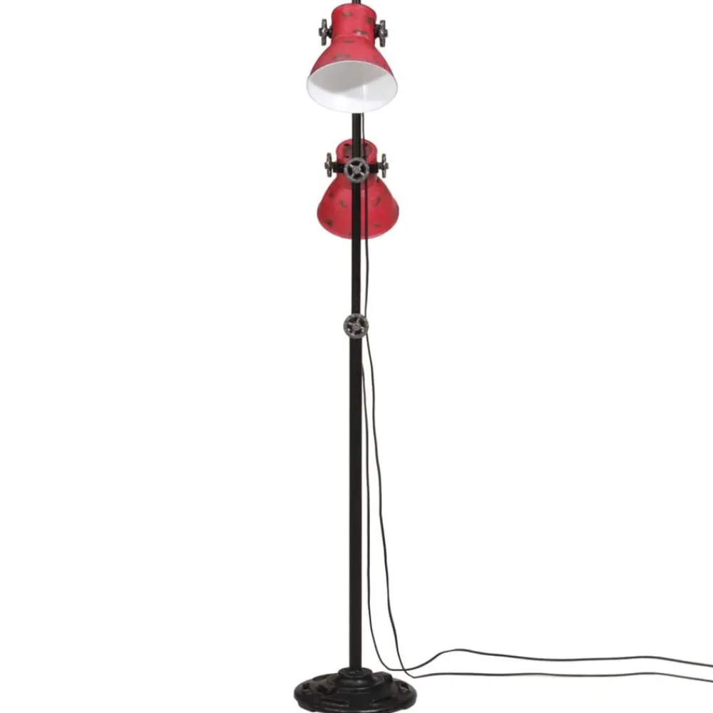 Verlichting*vidaXL Vloerlamp 25 W E27 25x25x90/140 cm verweerd Rood