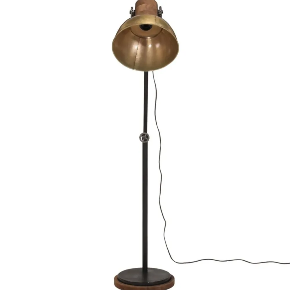 Verlichting*vidaXL Vloerlamp 25 W E27 30x30x100-150 cm antiek messingkleurig Koper