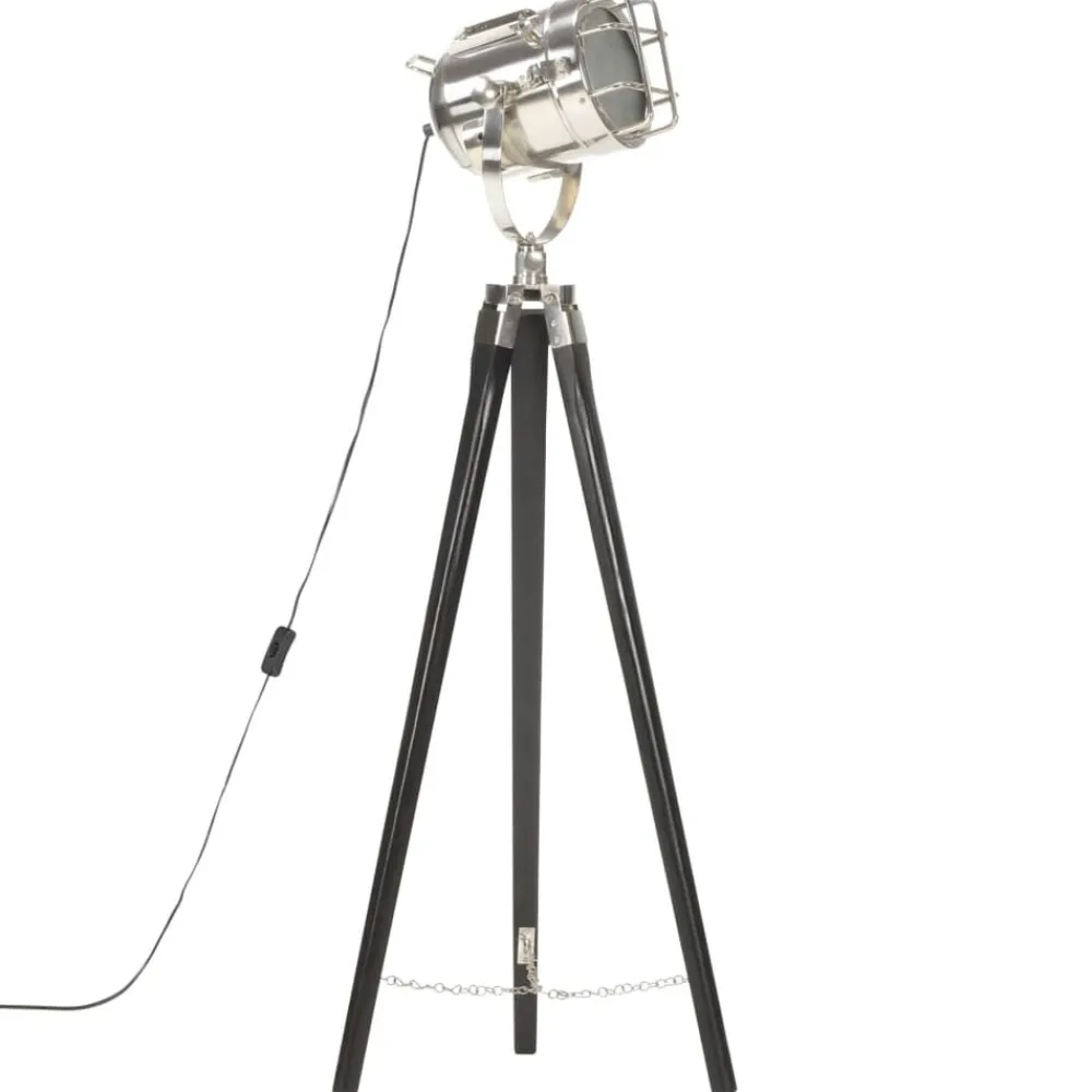 Verlichting*vidaXL Vloerlamp driepoot 97 cm massief mangohout Zwart