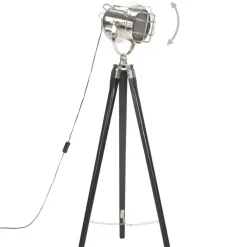 Verlichting*vidaXL Vloerlamp driepoot 97 cm massief mangohout Zwart