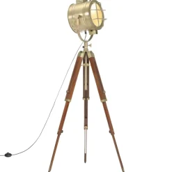 Verlichting*vidaXL Vloerlamp driepoot 165 cm massief mangohout Koper