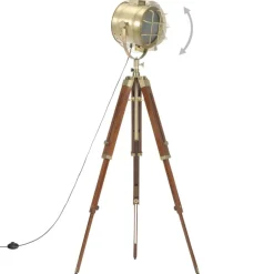 Verlichting*vidaXL Vloerlamp driepoot 165 cm massief mangohout Koper