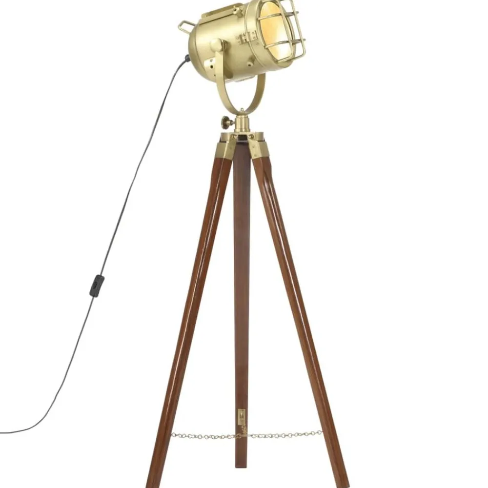 Verlichting*vidaXL Vloerlamp driepoot 97 cm massief mangohout Bruin