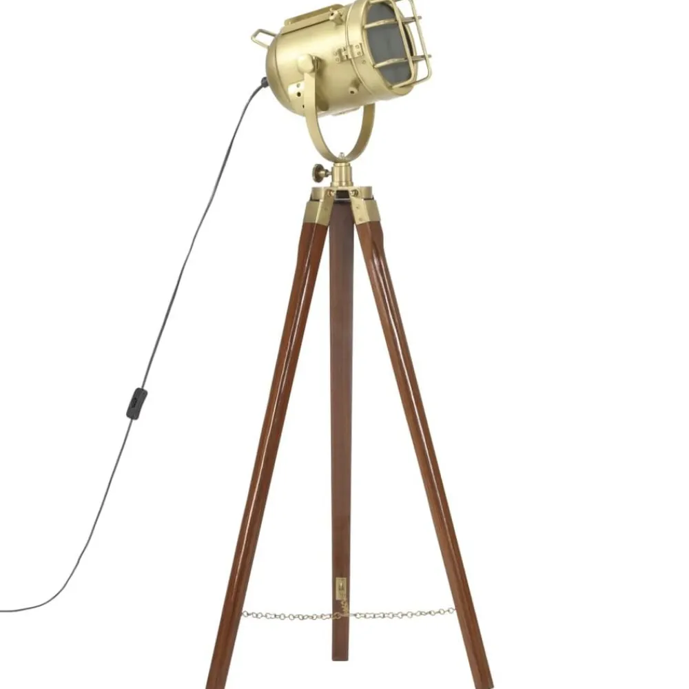 Verlichting*vidaXL Vloerlamp driepoot 97 cm massief mangohout Bruin