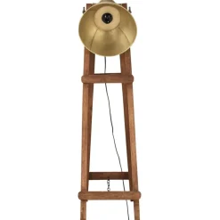 Vloerlamp E27 massief mangohout messingkleurig><noscript><img width=