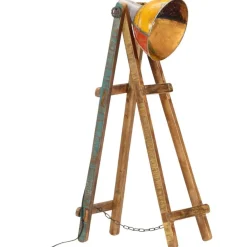 Verlichting*vidaXL Vloerlamp E27 massief mangohout meerkleurig Multikleur