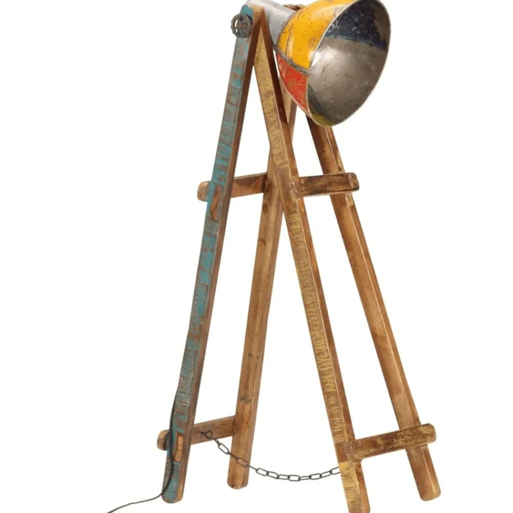 Verlichting*vidaXL Vloerlamp E27 massief mangohout meerkleurig Multikleur