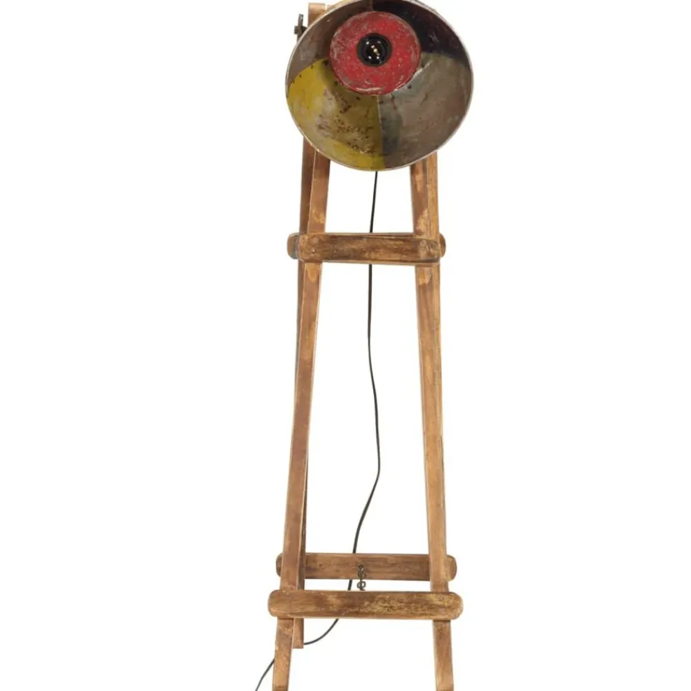 Verlichting*vidaXL Vloerlamp E27 massief mangohout meerkleurig Multikleur