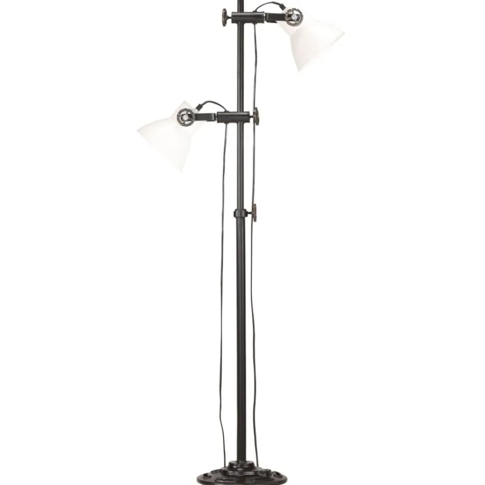Verlichting*vidaXL Vloerlamp met 2 lampenkappen E27 gietijzer Wit