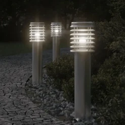 Vloerlamp voor buiten 3 st 60 cm roestvrij staal kleurig>vidaXL New