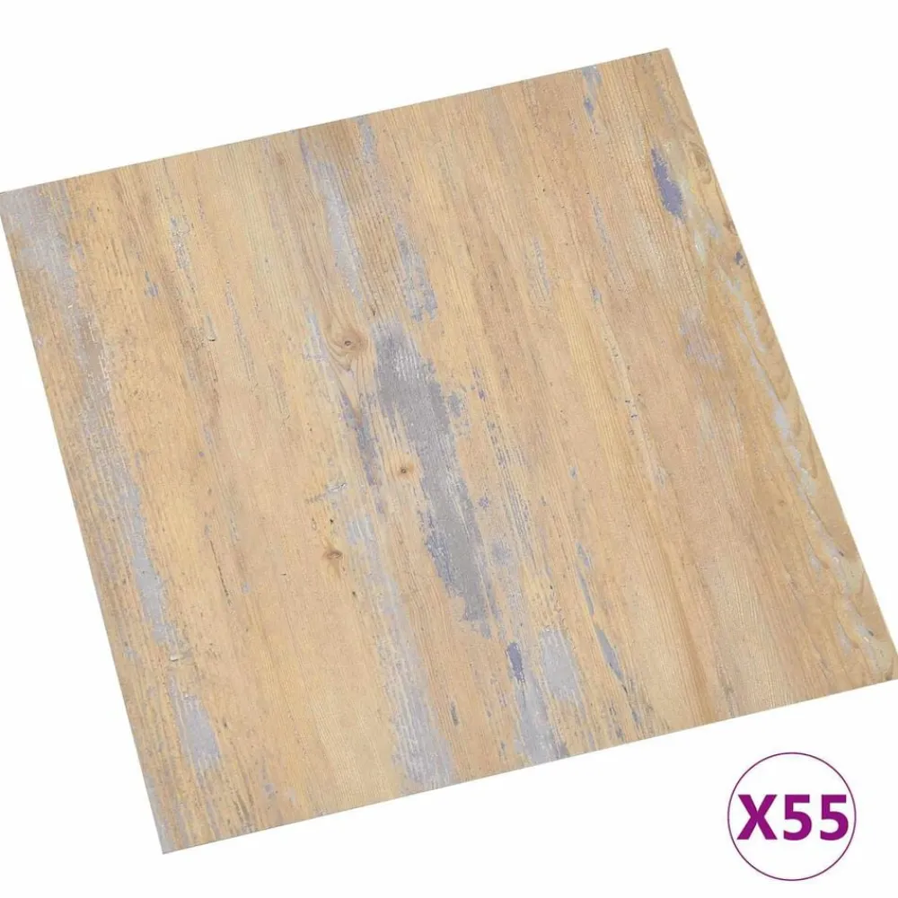 Bouwmaterialen*vidaXL Vloerplanken 55 pcs Bruin 5,11 m² PVC