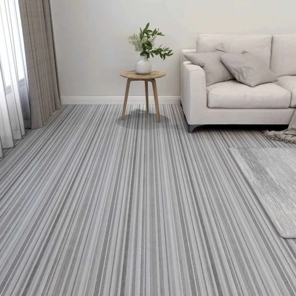 Bouwmaterialen*vidaXL Vloerplanken 55 pcs Lichtgrijs 5,11 m² PVC Streep