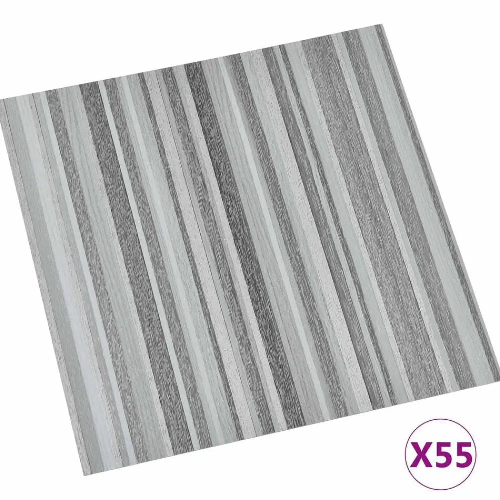 Bouwmaterialen*vidaXL Vloerplanken 55 pcs Lichtgrijs 5,11 m² PVC Streep