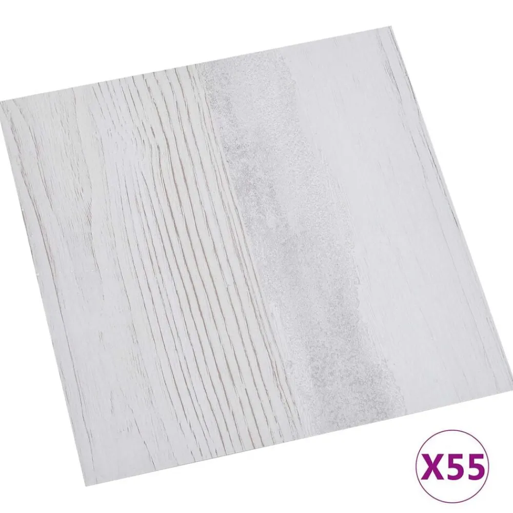 Bouwmaterialen*vidaXL Vloerplanken 55 pcs Lichtgrijs 5,11 m² PVC Wit en lichtgrijs