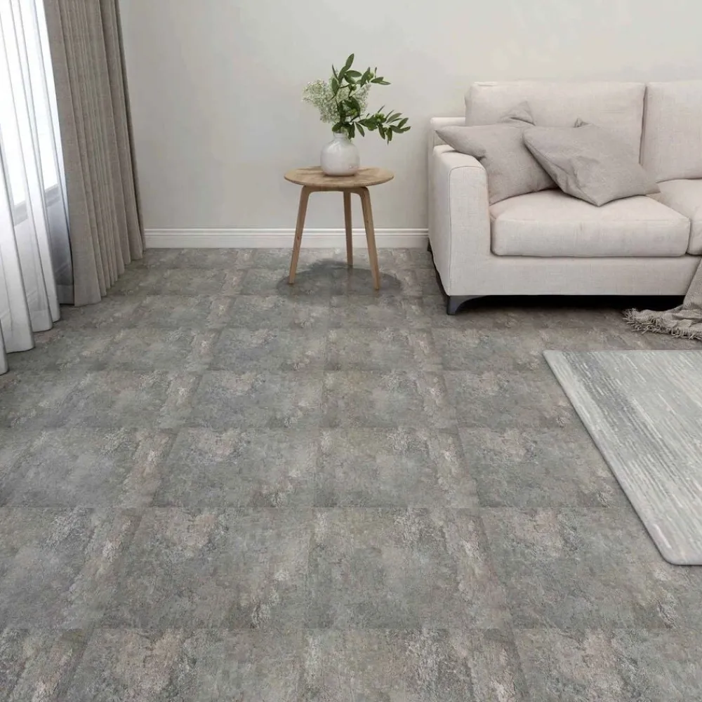 Bouwmaterialen*vidaXL Vloerplanken 55 pcs Grijs 5,11 m² PVC Steen muur