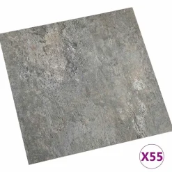 Bouwmaterialen*vidaXL Vloerplanken 55 pcs Grijs 5,11 m² PVC Steen muur