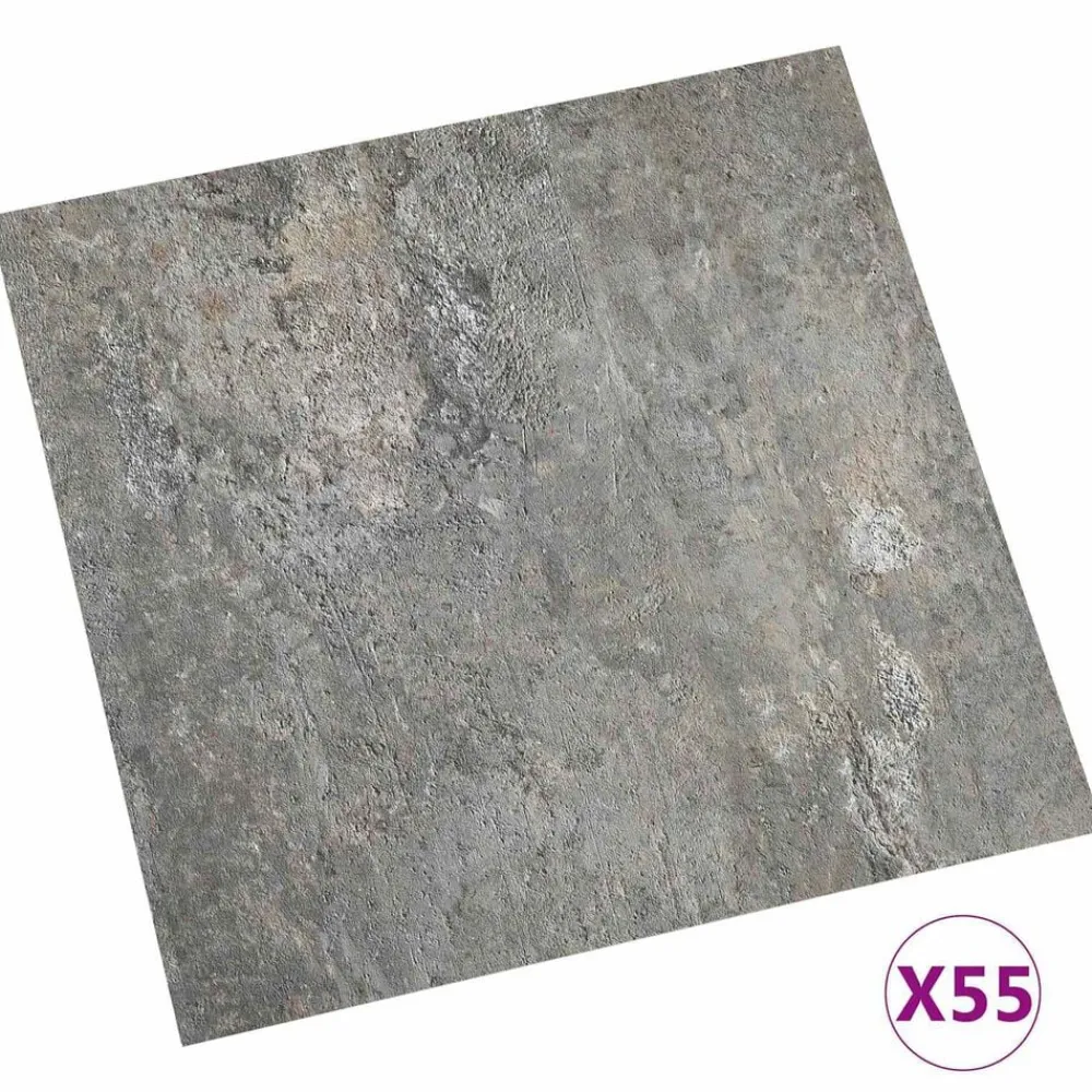 Bouwmaterialen*vidaXL Vloerplanken 55 pcs Grijs 5,11 m² PVC Steen muur