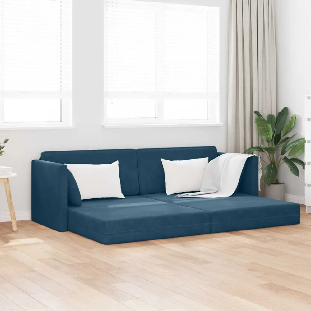 Banken*vidaXL Vloerslaapbank 213 x 70 x 77 cm Fluweel Blauw