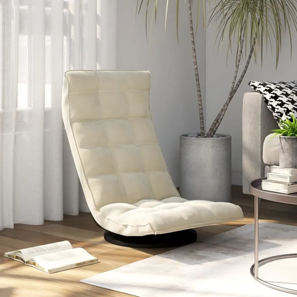 Stoelen*vidaXL Vloerstoel draaibaar fluweel crèmekleurig Crème