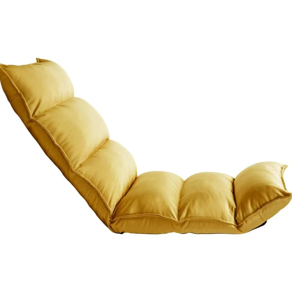 Stoelen*vidaXL Vloerstoel inklapbaar stof mosterd Geel