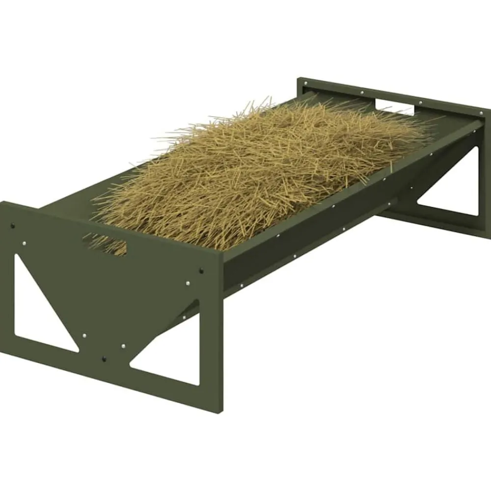 Huisdierbenodigdheden*vidaXL Voederbak voor vee Olijf Groen 108 x 50 x 28 cm Olijfgroen