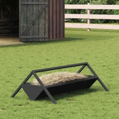 Huisdierbenodigdheden*vidaXL Voederbak voor vee 111 x 76 x 38 cm Koudgewalst Staal Zwart