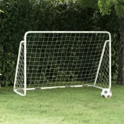 Voetbaldoel met net 180x90x120 cm staal wit>vidaXL Clearance