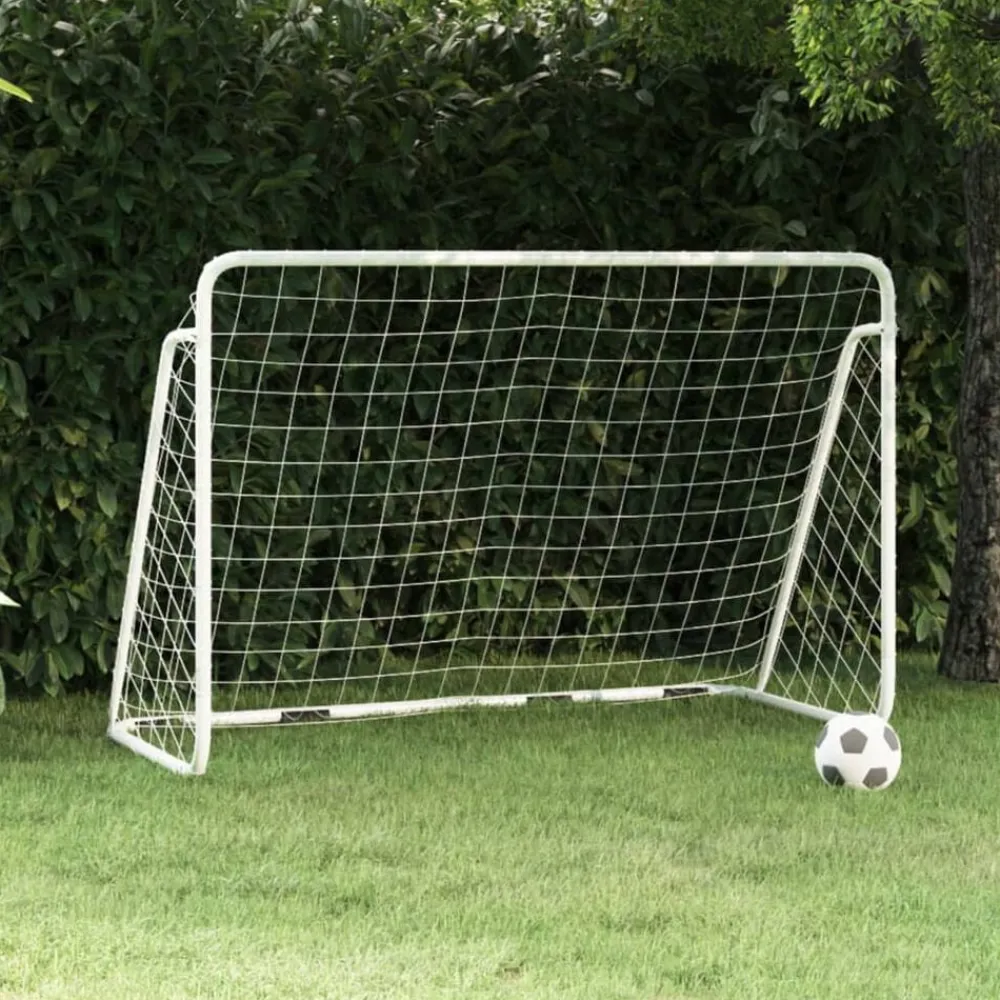 Voetbaldoel met net 180x90x120 cm staal wit>vidaXL Clearance