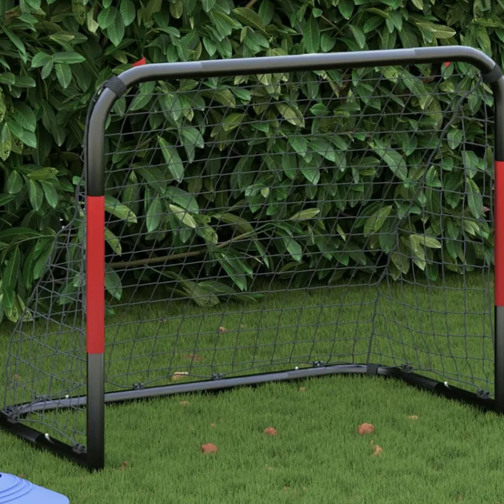 Voetbaldoel met net 90x48x71 cm staal rood en zwart>vidaXL Hot