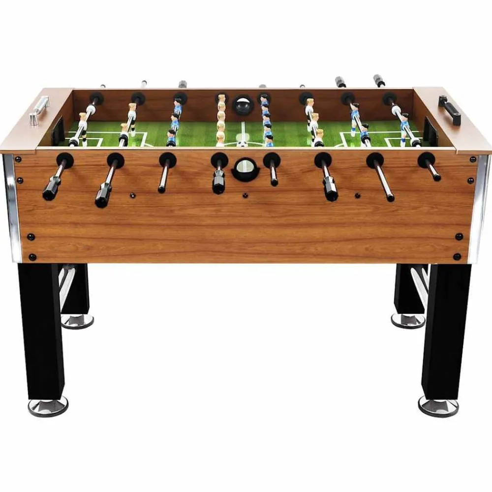 Binnenspelletjes*vidaXL Voetbaltafel 60 kg 140x74,5x87,5 cm staal en zwart Lichtbruin